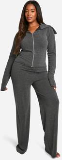 Plus Two Tone Zip Top & Trouser Lounge Set, Grey - 52