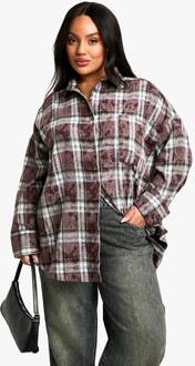 Plus Versierd Geruit Overhemd, Burgundy - 48