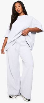 Plus Wafelgebreide Broek Met Trekkoord In De Taille, Ash Grey - 56