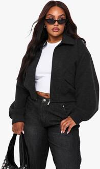 Plus Wool Look Bomberjack, Grey - 56