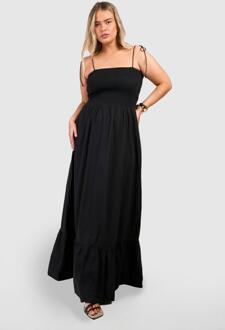 Plus Woven Shirred Bust Bandeau Maxi Dress, Black - 18