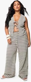 Plus Zig Zag Gebreide Strandbroek, Mono - 50