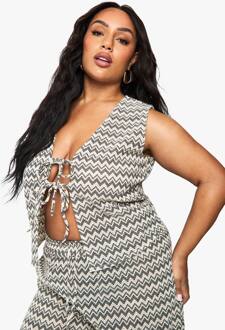 Plus Zig Zag Gebreide Strandtop, Mono - 52