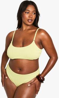 Plus Zwemkleding Essentials Crinkle Scoop Neck Bikini Top, Olive - 52