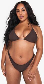Plus Zwemkleding Essentials Driehoek Bikini Top, Chocolate - 44