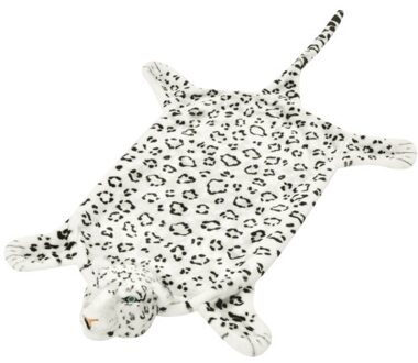 Plush leopard carpet 139 cm white