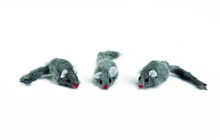 Plush muisje - Wit zakje 3st 5 cm