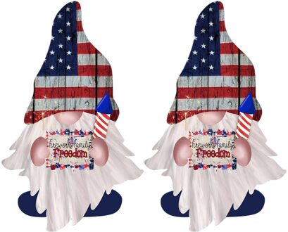 Plushtoy Faceless Pop Onafhankelijkheid Dag Gnome Deur Hanger Houten Teken Doorwall Opknoping Decoraties Decor 2stk