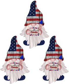 Plushtoy Faceless Pop Onafhankelijkheid Dag Gnome Deur Hanger Houten Teken Doorwall Opknoping Decoraties Decor 3stk