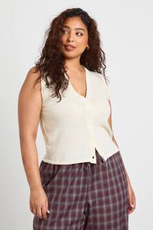 Pluslichtgewicht Tank Met Knoopsluiting, Cream - 48-50