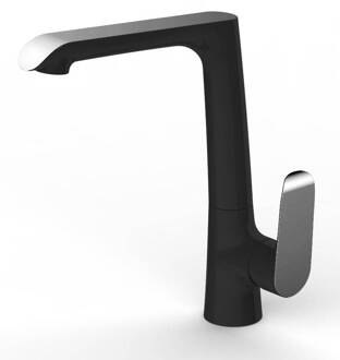 Pluto Keukenmengkraan Zwart Chroom Aqua Splash