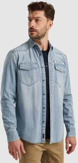 PME Legend Bleach Indigo Denim Lange Mouw Shirt PME Legend , Blue , Heren - Xl,3Xl