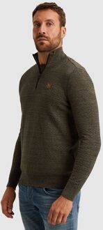 PME Legend Half Zip Structure Mouliné Trui Dusky Groen Donkergroen - 3XL,M,XL,XXL