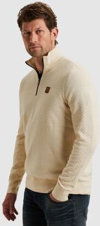 PME Legend Half Zip Structure Mouliné Trui Ecru Wit - 3XL,L,M,XL,XXL