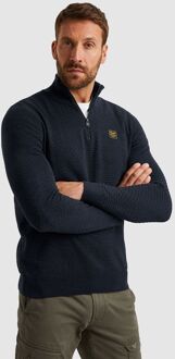 PME Legend Half Zip Structure Mouliné Trui Navy Donkerblauw - 3XL