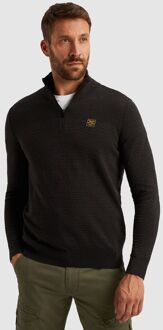 PME Legend Half Zip Structure Mouliné Trui Zwart - 3XL,L,M,XL,XXL