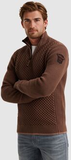 PME Legend Half Zip Structure Trui Bruin Rood - 3XL,L,M,XL,XXL