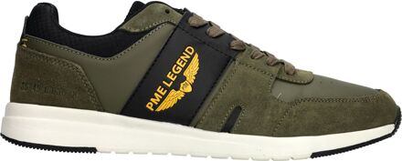 PME Legend Khaki Suède Sneakers met Okerkleurige Accenten PME Legend , Green , Heren - 42 Eu,45 Eu,41 Eu,43 Eu,40 Eu,44 EU
