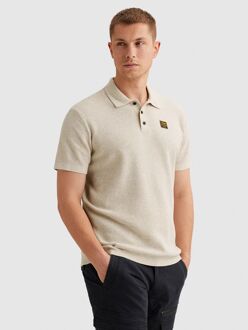 PME Legend Poloshirt Knitted Structure Ecru Grijs - 3XL,L,M,XL,XXL