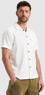 PME Legend Short Sleeve Overhemd Linen Blend Wit - L,M,XL