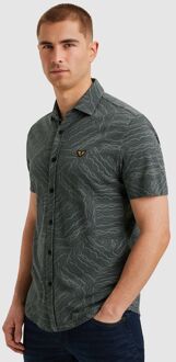 PME Legend Short Sleeve Overhemd Print Dark Slate Grijs