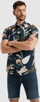 PME Legend Short Sleeve Overhemd Print Navy Donkerblauw - M