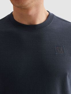 PME Legend T-Shirt Jacquard Stripe Navy Blauw - 3XL,L,M,XL,XXL