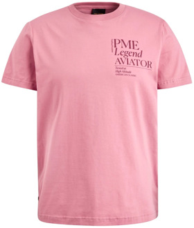 PME Legend T-Shirt- PME S/S R-Neck Single Jersey PME Legend , Pink , Heren - 3XL