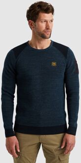 PME Legend Trui Rib Melange Navy Donkerblauw