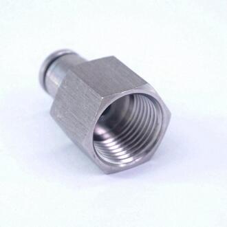 Pneumatische 304 Roestvrij Stalen Rechte Push In Connector Tube Od 6 Mm * 3/8 "Bsp Quick Fitting Metalen