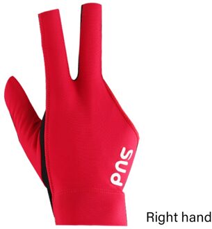 Pns Handschoen Links Rechterhand Drie-Vinger Antislip Ademend Comfortabele Elasticiteit Slijtvaste Professionele Biljart Accessoire rood rechtsaf