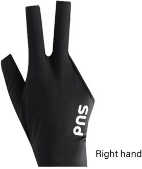 Pns Handschoen Links Rechterhand Drie-Vinger Antislip Ademend Comfortabele Elasticiteit Slijtvaste Professionele Biljart Accessoire zwart rechtsaf