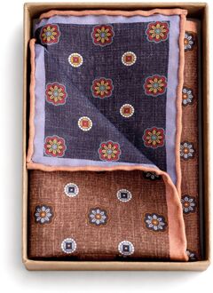 Pochet Reversible Dots Navy en bruin