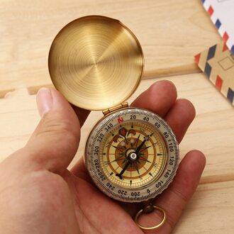Pocket Brass Horloge Style Outdoor Camping Wandelen Navigatie Kompas Ring Sleutelhanger