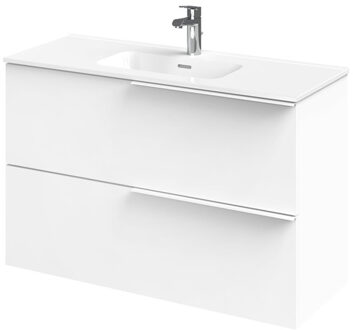 Pocket Meubelset 100 cm met 2 lades Wit incl Calpe wastafel Hoogglans wit - 800304