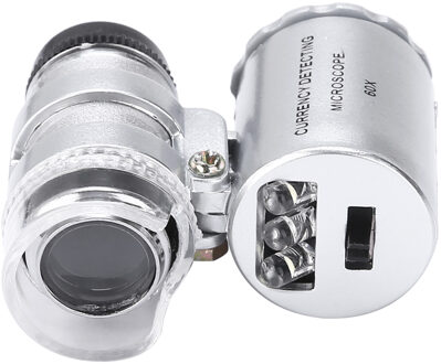 Pocket Microscoop Vergrootglas LED UV Sieraden Glas 60x Vergrootglas Juwelier Loupe Printing Industrie Met LED Wit Licht