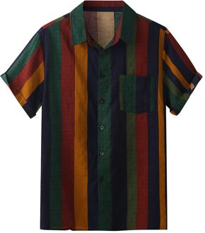 Pocket Shirt Mannen Zomer Korte Mouwen Gestreept Casual Shirts Streetwear Beach Hawaiian Shirt Korte Mouw Pocket Blouse Camisa 5XL
