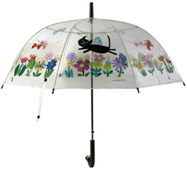 Poe Sterke Pastorale Stijl Student Lange Handvat Volwassen Transparant Clear Paraplu Automatische Creatieve Papier Gesneden Bloem Veilig Paraplu
