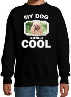 Poedel honden trui / sweater my dog is serious cool zwart - kinderen - Poedels liefhebber cadeau sweaters 5-6 jaar (110/116)