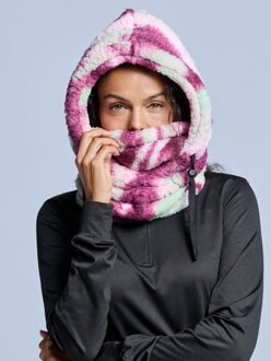 Poederbaas Balaclava Dames Fluffy Tie Dye Pink Multi - One size