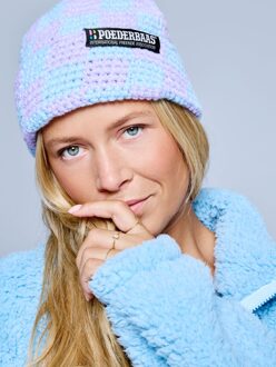 Poederbaas Muts Dames Checkerboard Lila - One size
