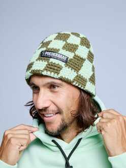 Poederbaas Muts Heren Checkerboard Olive Green - One size