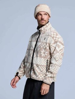 Poederbaas Sherpa Jacket Heren Four Seasons AOP White Multi-L Wit / Beige - L