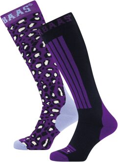 Poederbaas Skisokken 2-pack Panther Purple-35/38 - 35/38