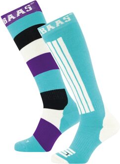 Poederbaas Skisokken 2-pack Striped Mint-31/34 - 31/34