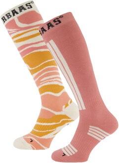 Poederbaas Skisokken 2-pack Zebra Pink-35/38 - 35/38