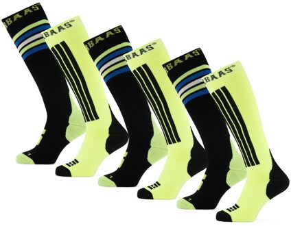 Poederbaas Skisokken 6-pack Striped Black-43/46 Zwart - 43/46