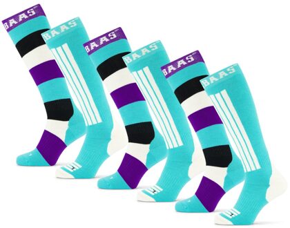 Poederbaas Skisokken 6-pack Striped Mint-35/38 Groen - 35/38