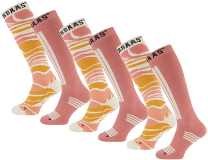 Poederbaas Skisokken 6-pack Zebra Pink-35/38 - 35/38