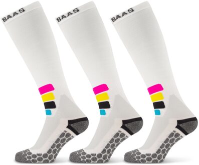 Poederbaas Skisokken Compressie Technical Pro Merino 3-pack Wit-43/46 - 43/46